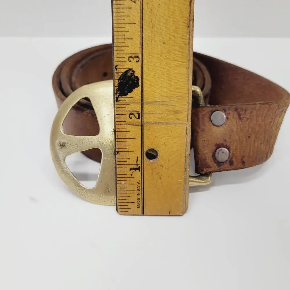 Rare VTG Belt & Buckle Duncan Laurie Solid Brass Leather Collectible Cross 1970